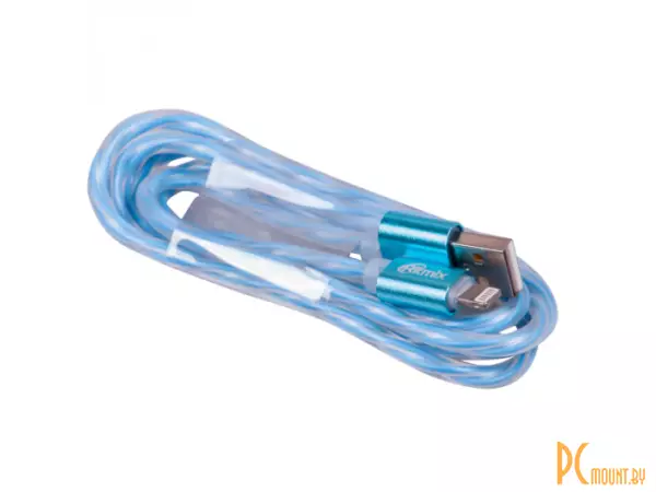 Кабель Lightning 8pin (M) - USB Type-A (M), RITMIX RCC-322 Blue, 1 м, силиконовая оплетка, до 2 ампер
